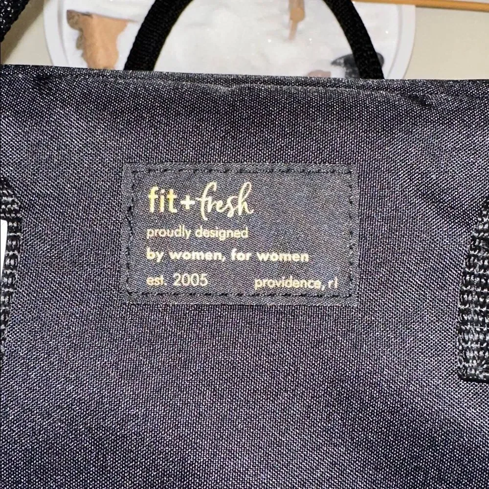 fit + fresh Bloomington Black Lunch Tote Bag w/ Handles Ice Pack & 2 Containers